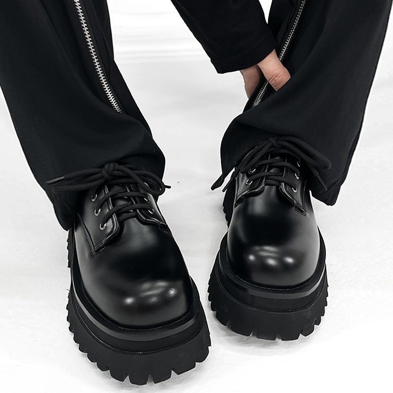 Men Shoes Louboutin - 2026ダービーメンズ厚底高級ブリティッシュラウンドトゥメンズレザー増高レジャースタイルビッグトゥファッションシューズ