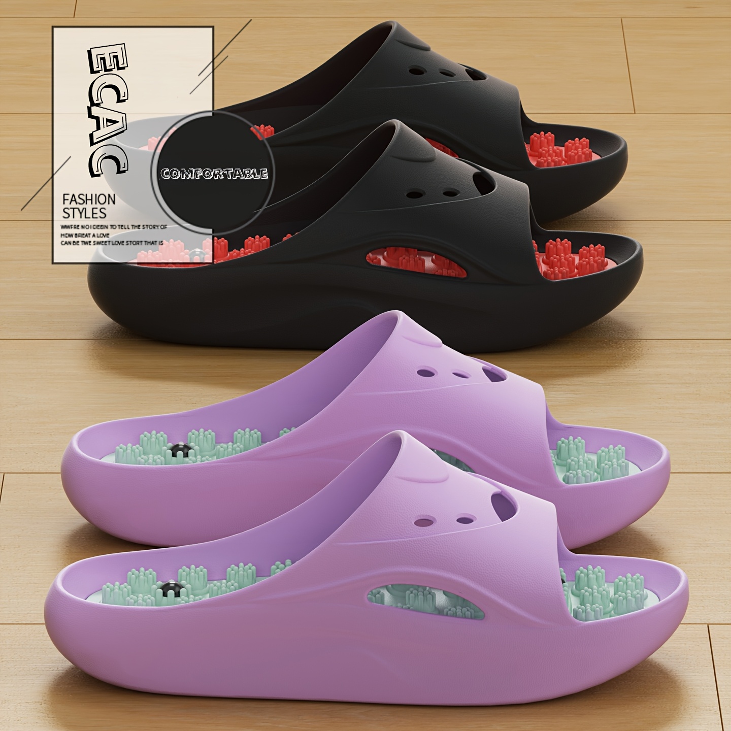 Men'S Shoes To Women'S - 女性男性用EVAマッサージスリッパ厚底バスルームスライド滑り止めシャワーサンダルソフトクッションホーム屋内屋外ビーチシューズ