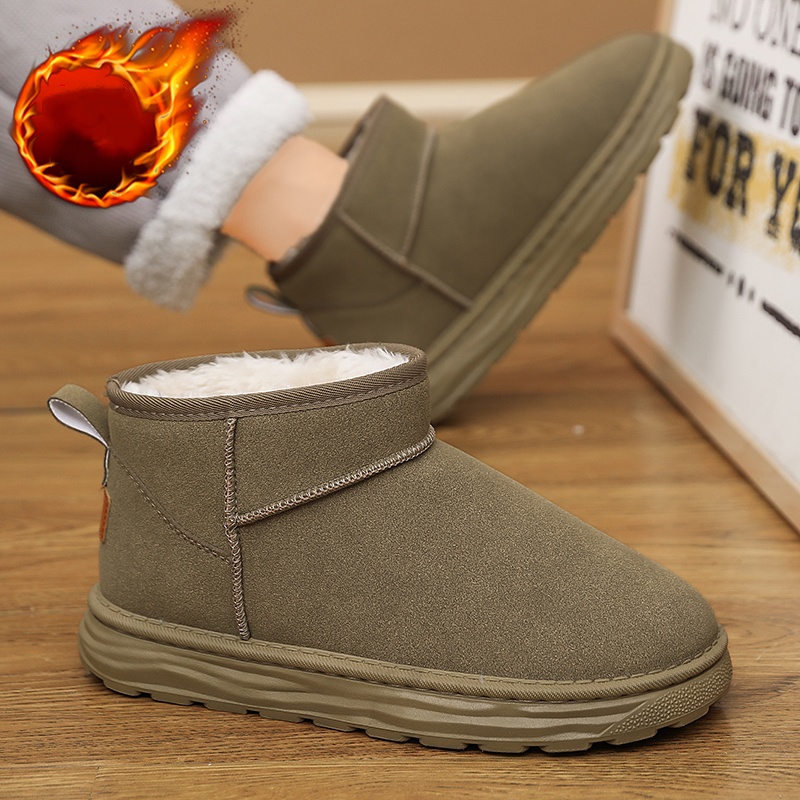 Men Shoes Online - カップルスタイルの秋冬用防寒ショートスノーブーツ、男女兼用、フリース裏地付き暖かいスリップオンコットンシューズ、通勤、家庭用、アウトドアアクティビティに最適、大きいサイズのコットンブーツ