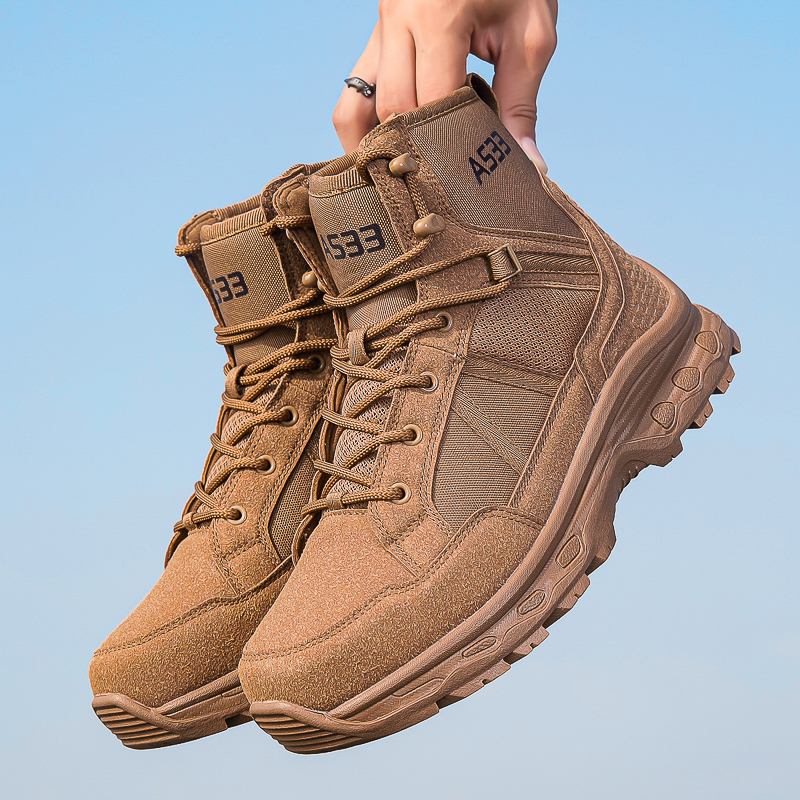 Men'S Shoes Hiking - メンズミリタリータクティカルブーツアーミーブーツ男性サイドジッパーミリタリーブーツ男性滑り止めアンクルブーツ作業安全靴ハイキングシューズ