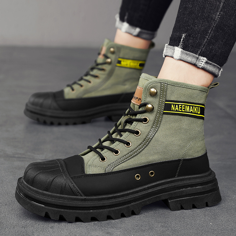 Men'S Shoes Daily Use - メンズキャンバスブーツ、ファッショナブルなハイカットカジュアルシューズ、快適で通気性のあるワークブーツ、男性用ハイエンドデザイナーアンクルブーツ、紳士靴