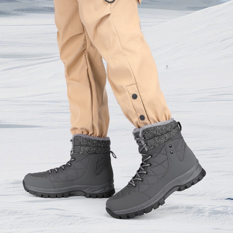 Men'S Shoes Hiking - 暖かい豪華な滑り止めアウトドアハイキングブーツ冬メンズスノーブーツ女性のミッドレングスブーツカップルスポーツシューズブーツサイズ40-47