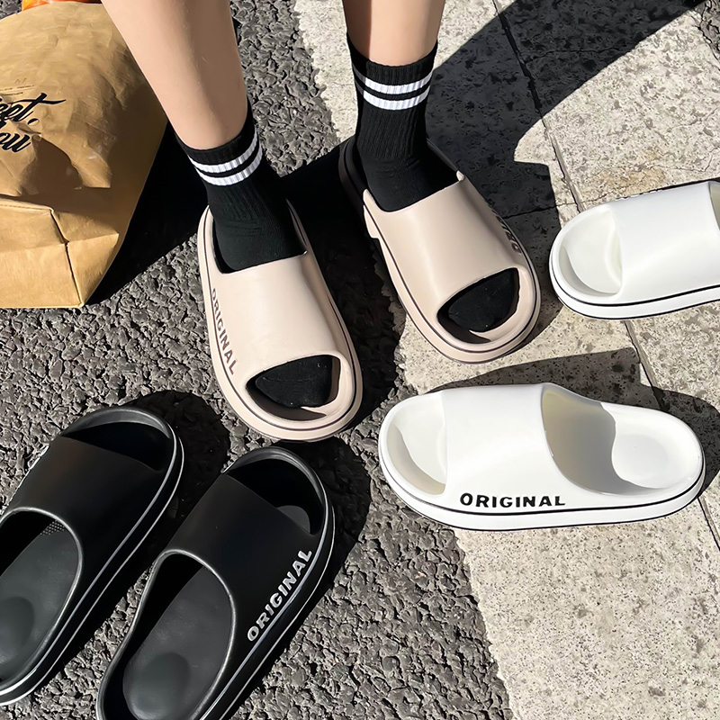Men'S Shoes To Women'S - メンズ厚底室内浴室滑り止めシューズ夏カップルサンダルフェシロエット女性レタースリッパビーチスライドソリッドカラー