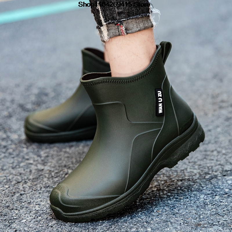 Men Shoes Online - メンズ防水防滑レインブーツ、ハイキング・釣り用、フリース裏地、耐摩耗性ウォーターシューズ、厚底プラスチックソール