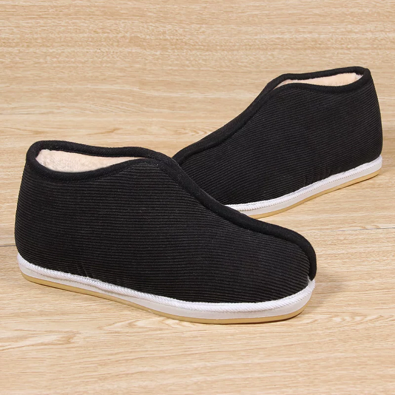冬用北京布製スリッパ – 暖かいフリース裏地付き黒スリッポン - Men Shoes Online のレビューと価格