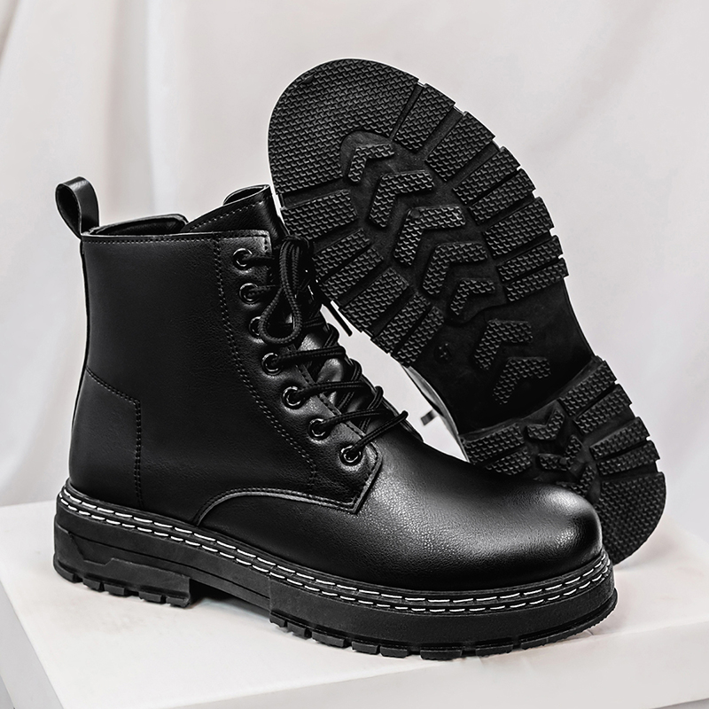 メンズ4シーズン対応ブラックパテントレザーバイクブーツ -  - Men'S Shoes Hiking のレビューと価格
