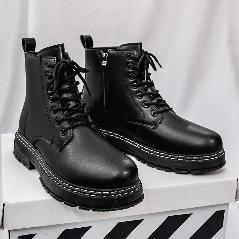 メンズ4シーズン対応ブラックパテントレザーバイクブーツ -  - Men'S Shoes Hiking のレビューと価格