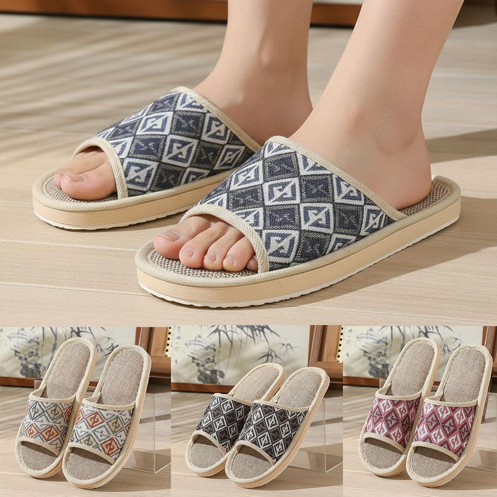 四季対応リネンスリッパ カップル用 通気性 室内用フロアスリ - Men'S Shoes To Women'S のレビューと価格