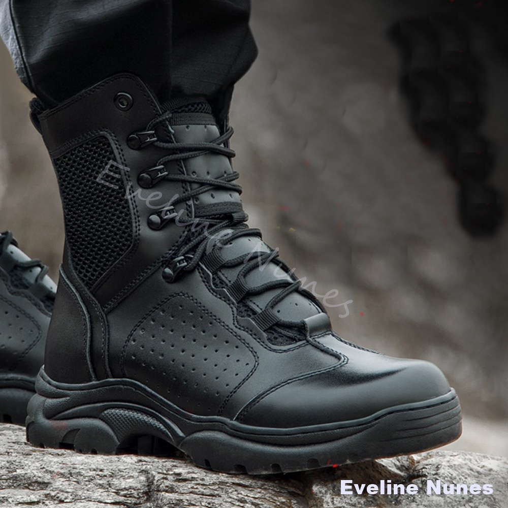メッシュミッドハイ戦術コンバットブーツ男性通気性ノンスリップ - Men'S Shoes Hiking のレビューと価格