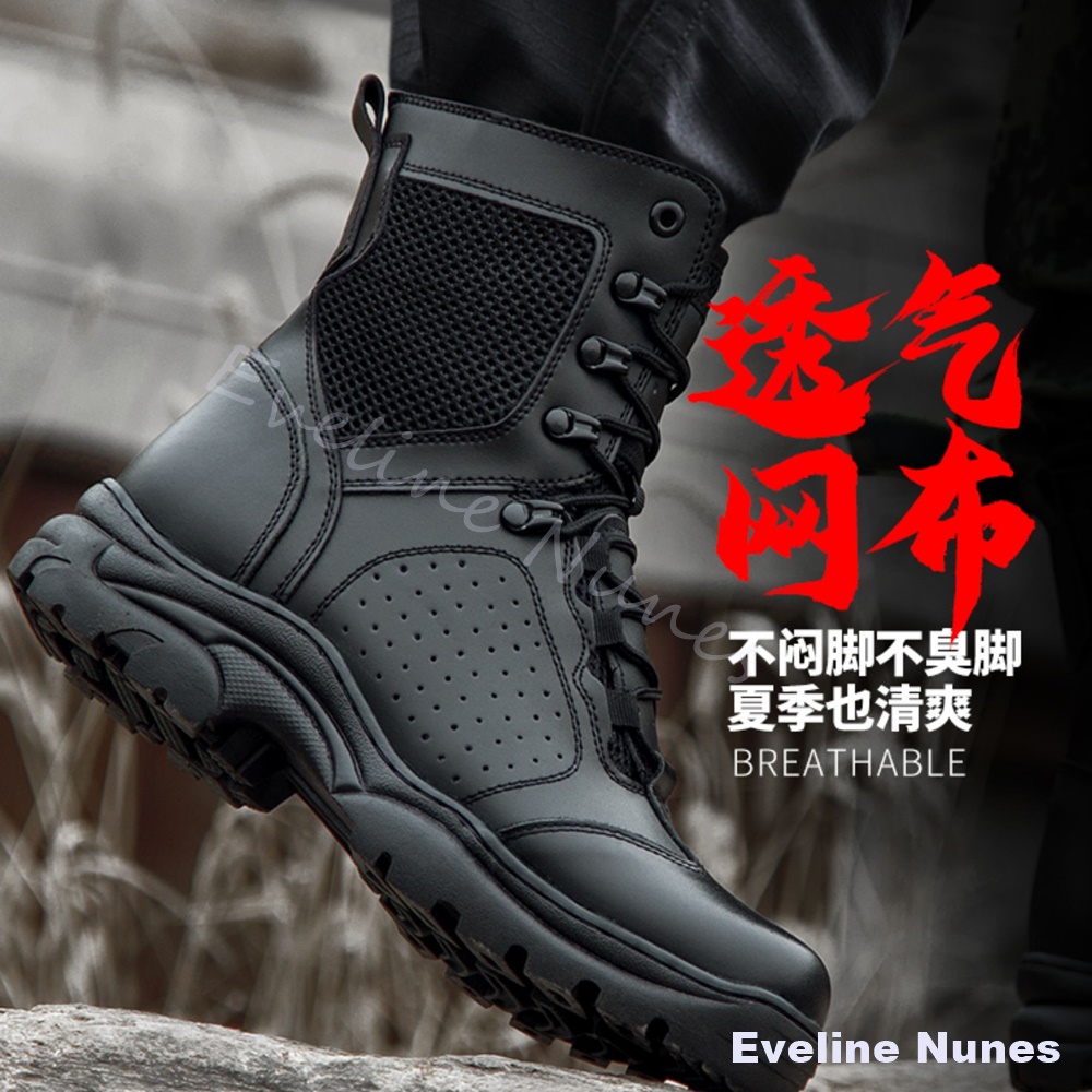 メッシュミッドハイ戦術コンバットブーツ男性通気性ノンスリップ - Men'S Shoes Hiking のレビューと価格