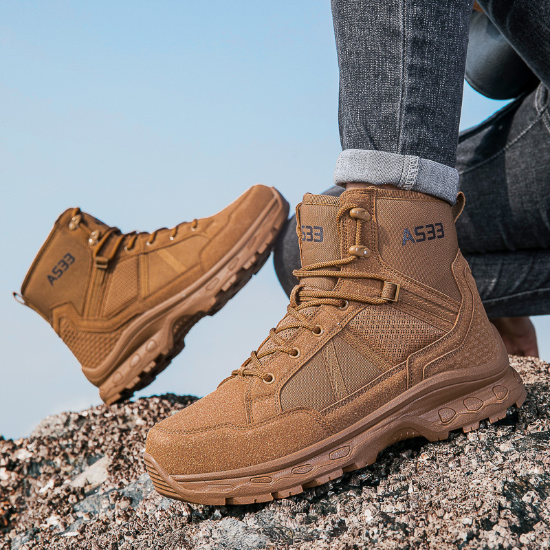 メンズミリタリータクティカルブーツアーミーブーツ男性サイドジ - Men'S Shoes Hiking のレビューと価格