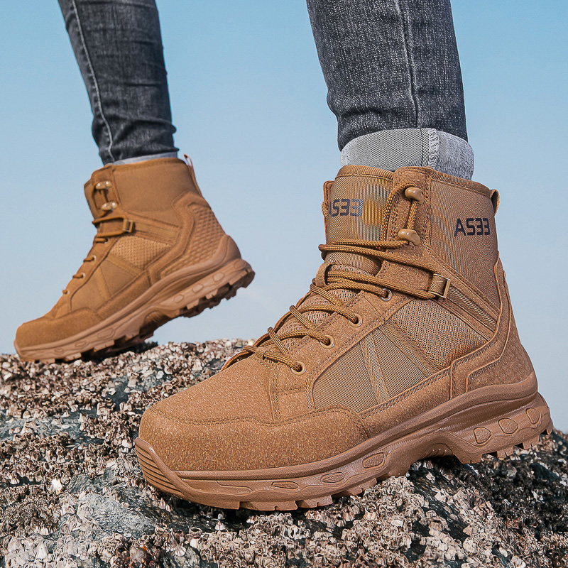 メンズミリタリータクティカルブーツアーミーブーツ男性サイドジ - Men'S Shoes Hiking のレビューと価格