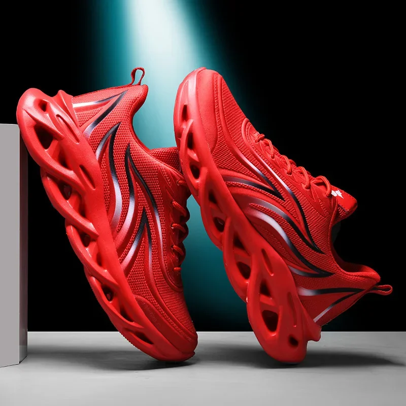ファッションランニングシューズ男性炎プリントスニーカーニット - Men Shoes Trainers のレビューと価格