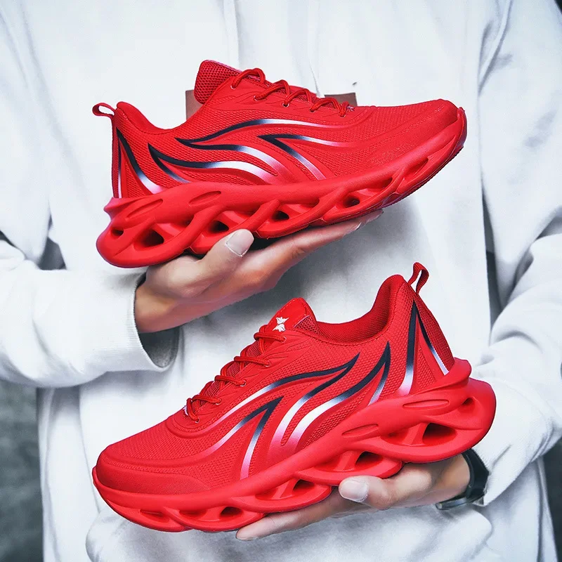 ファッションランニングシューズ男性炎プリントスニーカーニット - Men Shoes Trainers のレビューと価格