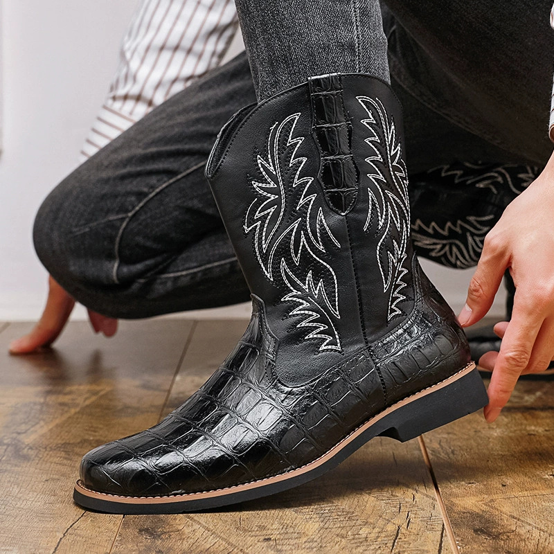 メンズ クロコダイル柄 ウエスタン カウボーイブーツ 刺繍入 - Men'S Shoes Crocs のレビューと価格