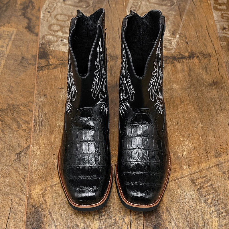 メンズ クロコダイル柄 ウエスタン カウボーイブーツ 刺繍入 - Men'S Shoes Crocs のレビューと価格