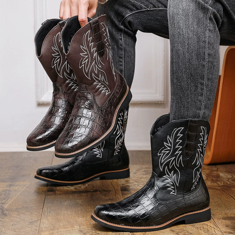 メンズ クロコダイル柄 ウエスタン カウボーイブーツ 刺繍入 - Men'S Shoes Crocs のレビューと価格
