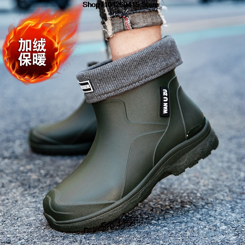 メンズ防水防滑レインブーツ、ハイキング・釣り用、フリース裏地 - Men Shoes Online のレビューと価格