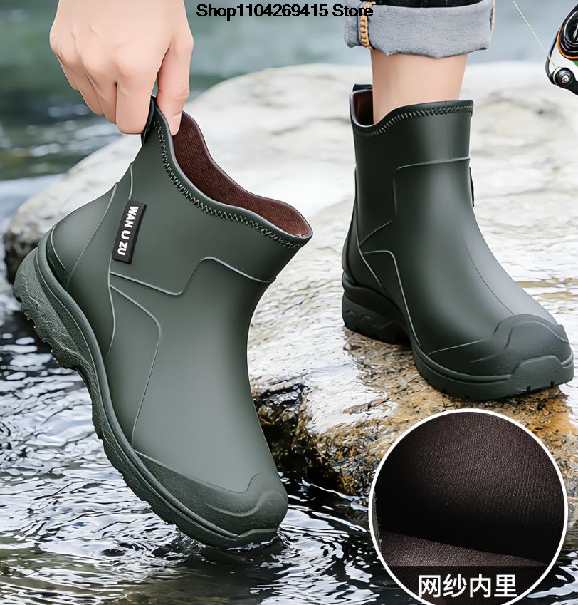 メンズ防水防滑レインブーツ、ハイキング・釣り用、フリース裏地 - Men Shoes Online のレビューと価格
