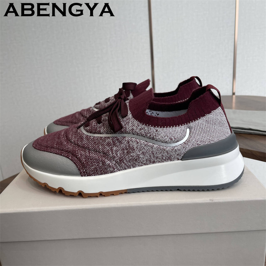 男性新マルチカラーニットローファー靴ラウンドトゥレースアップ - Men Shoes Trainers のレビューと価格